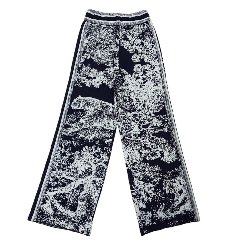 Elegant Black and White Patterned Women's Pants